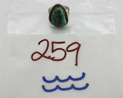Navajo Ring 925 Silver Natural Blue Turquoise Native Signed DZ C.80's