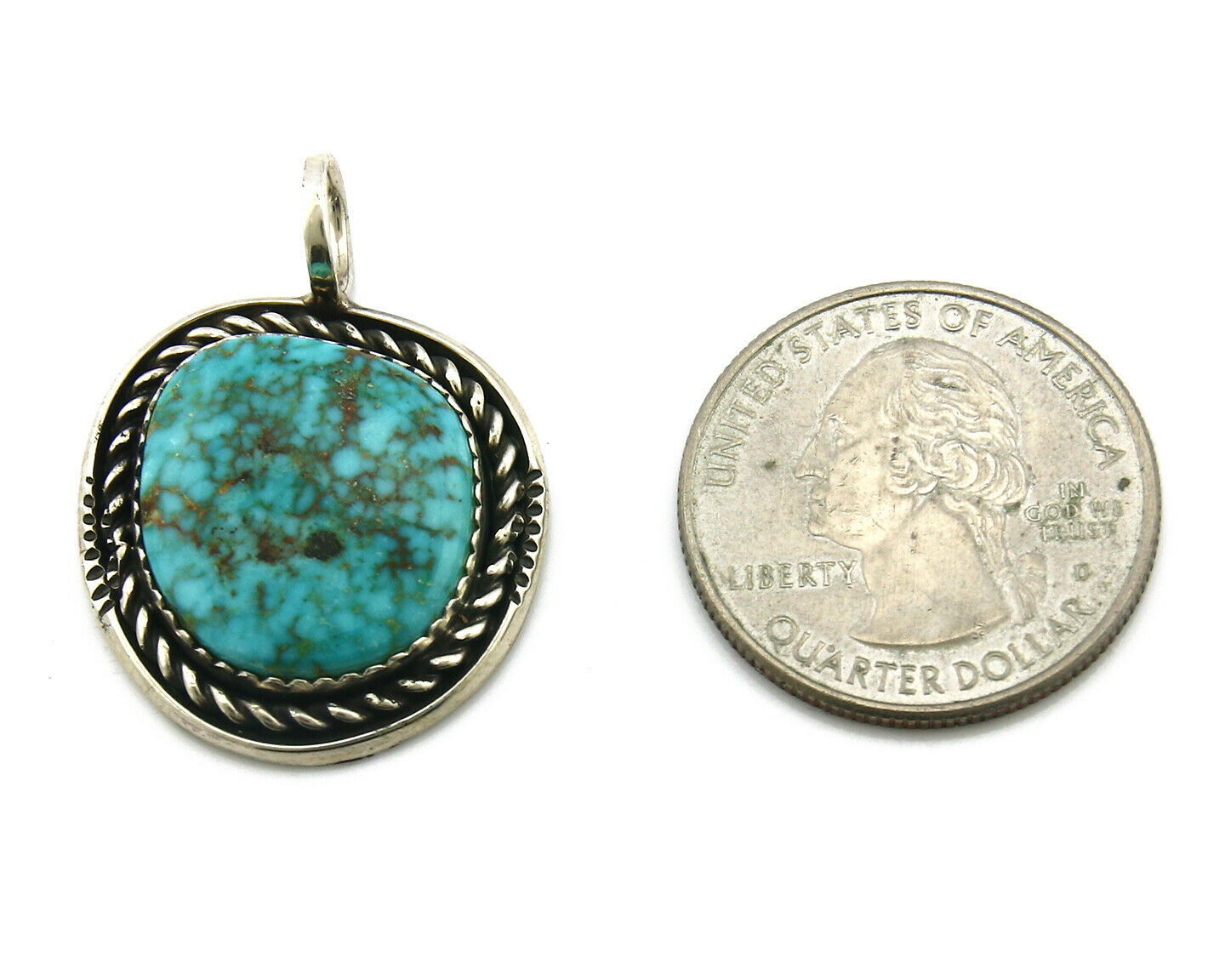 Navajo Pendant .925 Silver Kingman Turquoise Signed Artist Yazzie C.80's