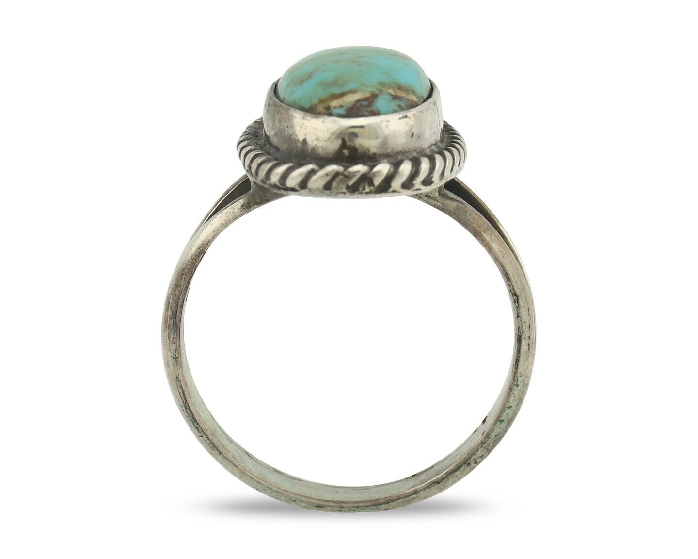 Navajo Ring 925 Silver Natural Blue Kingman Turquoise Native Artist C.80's