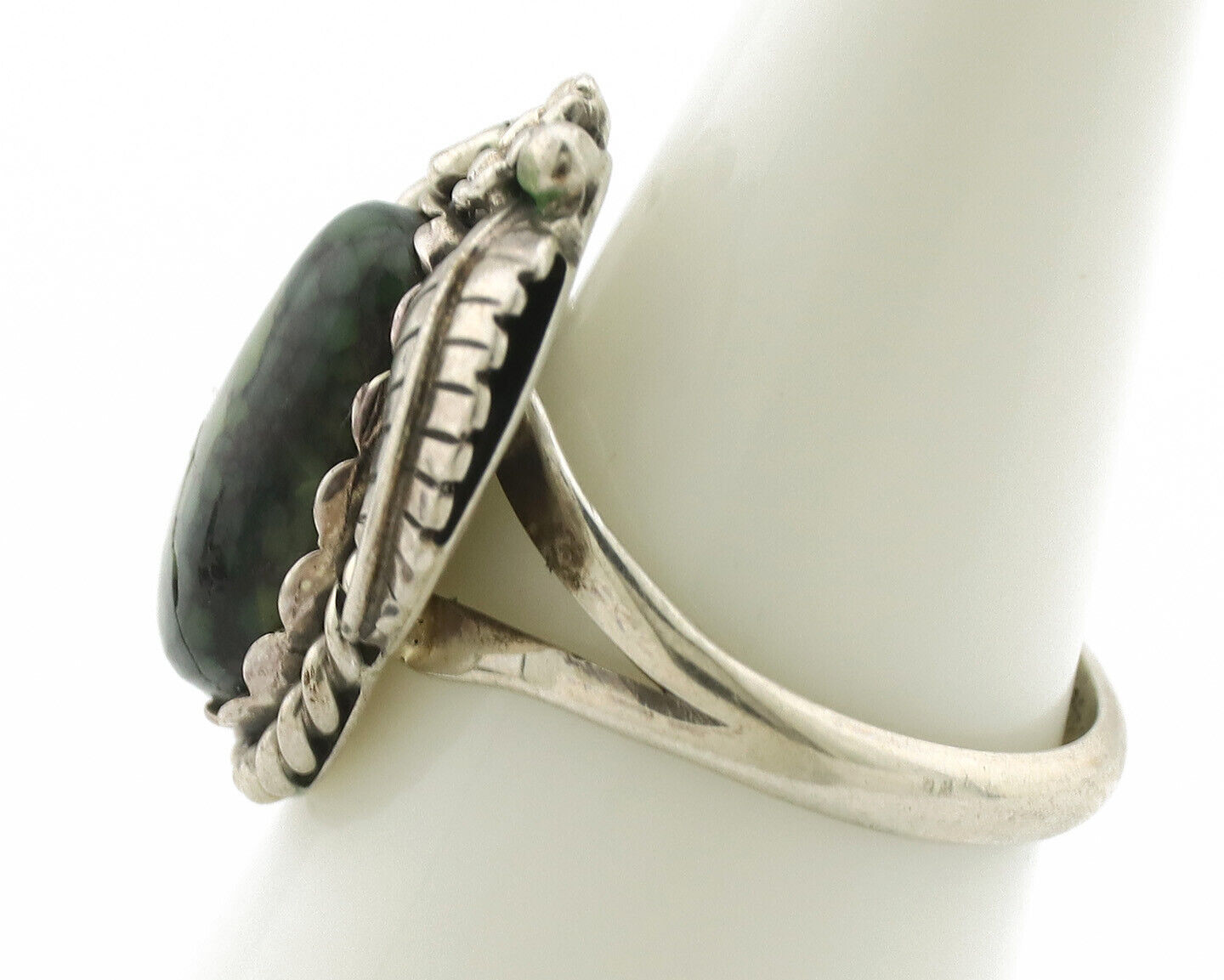 Navajo Ring .925 Silver Green Turquoise Handmade Native American Artist C.1980s