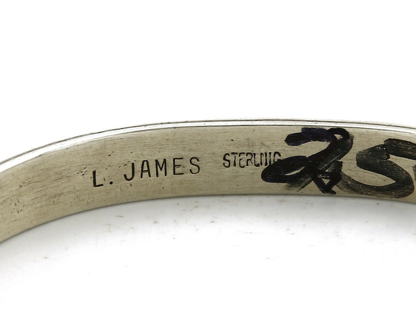 Women's Navajo Bracelet .925 Silver Handmade Cuff Signed L. James C.1980's