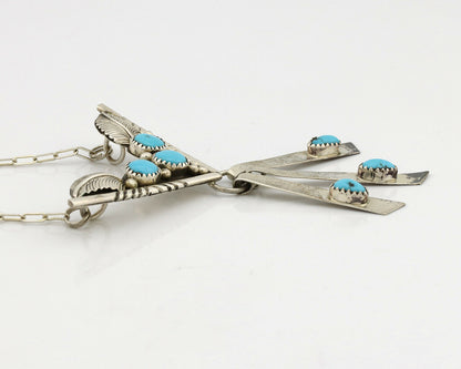 Navajo Necklace .925 Silver Sleeping Beauty Turquoise Signed E C.80's