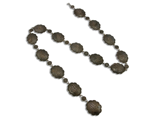 Women's Navajo Concho Belt .925 Silver Hand Stamped Handmade C.1940's