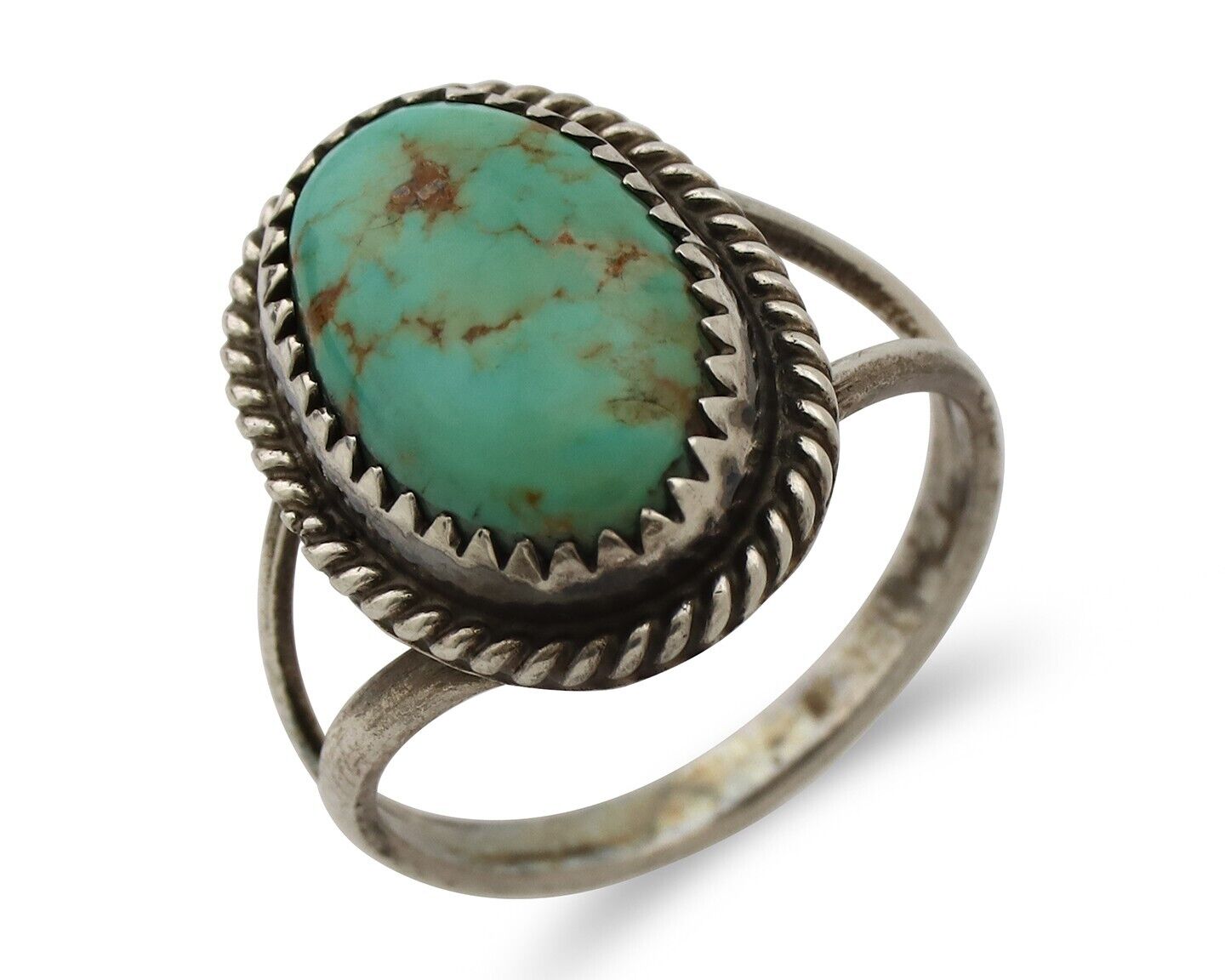 Navajo Handmade Ring 925 Silver Kingman Turquoise Artist Signed MC C.80's