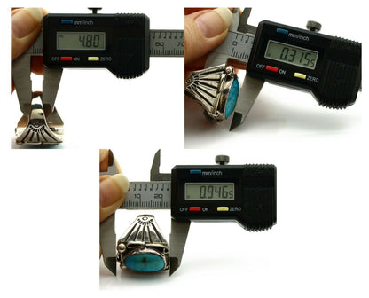 Navajo Ring .925 Silver Blue Turquoise Artist Signed T C.80's