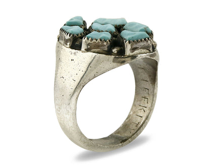 ZUNI Ring .925 SOLID Silver Sleeping Beauty Turquoise LEEKITY C.1980's