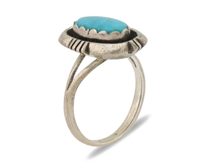 Navajo Ring .925 Silver Turquoise Native American Artist C.1980's