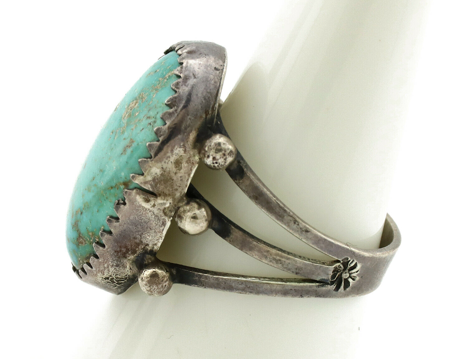 Navajo Ring .925 Silver Blue Turquoise Native American Artist C.1980's