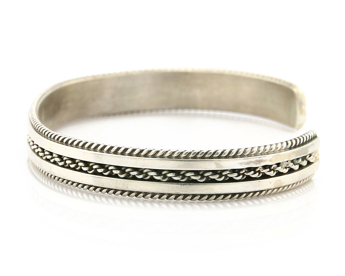 Navajo Bracelet .925 Silver Handmade Cuff Artist Signed TAHE C.80's