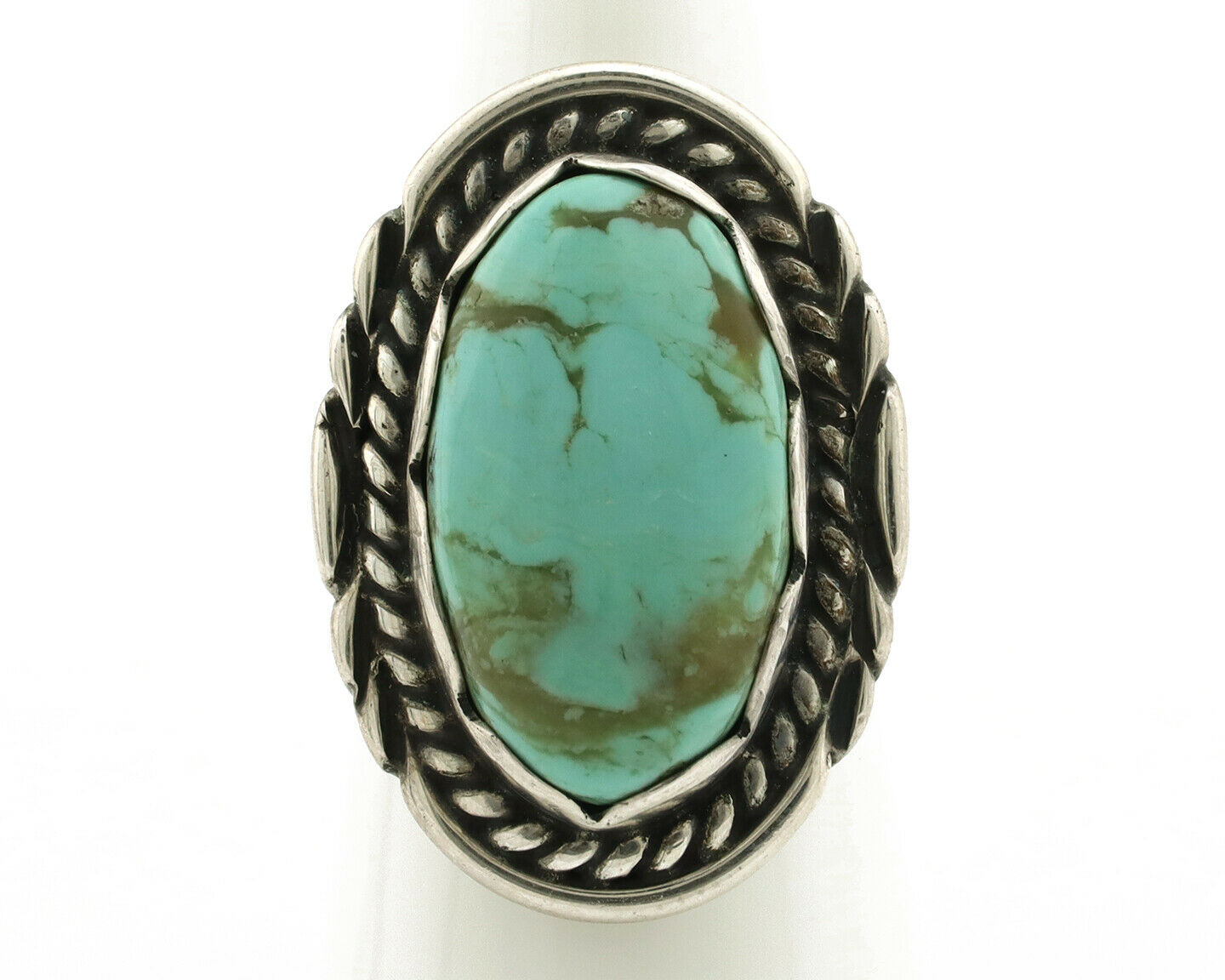 Navajo Ring .925 Silver Turquoise Mountain Apache MFG C.80's