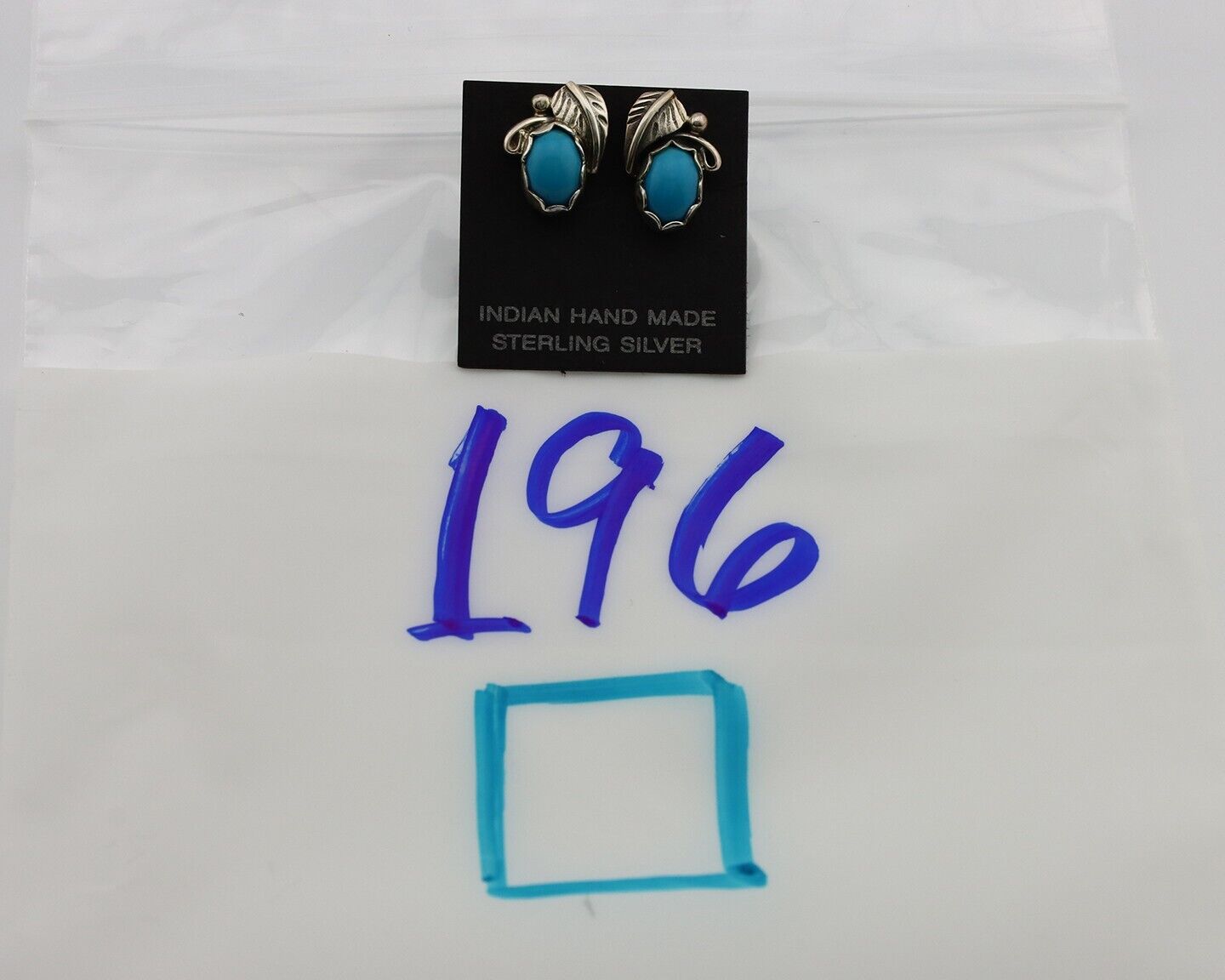 Navajo Earrings 925 Silver Natural Mined Turquoise Native American Artist C.80's