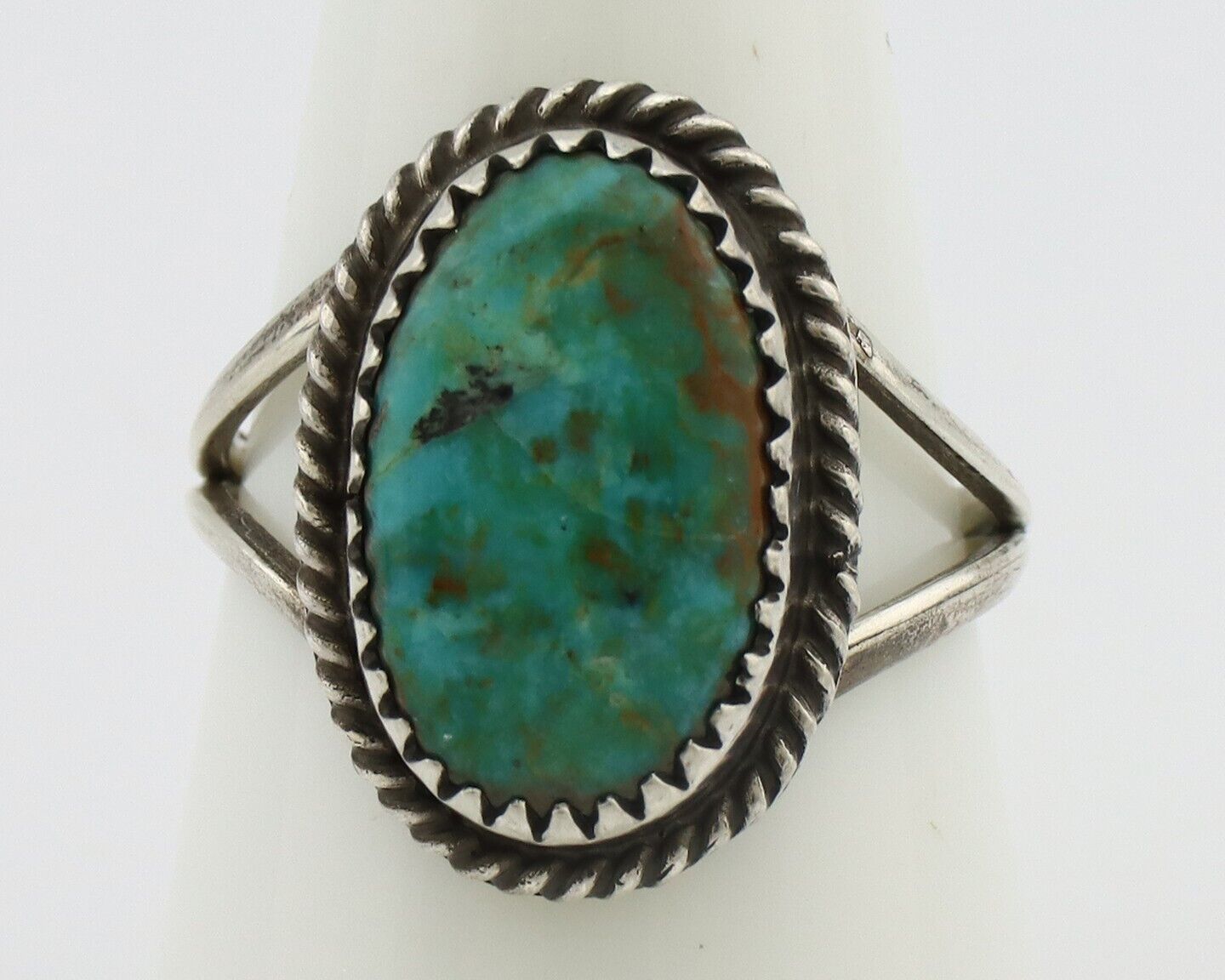 Navajo Handmade Ring 925 Silver Kingman Turquoise Artist Signed MC C.80's