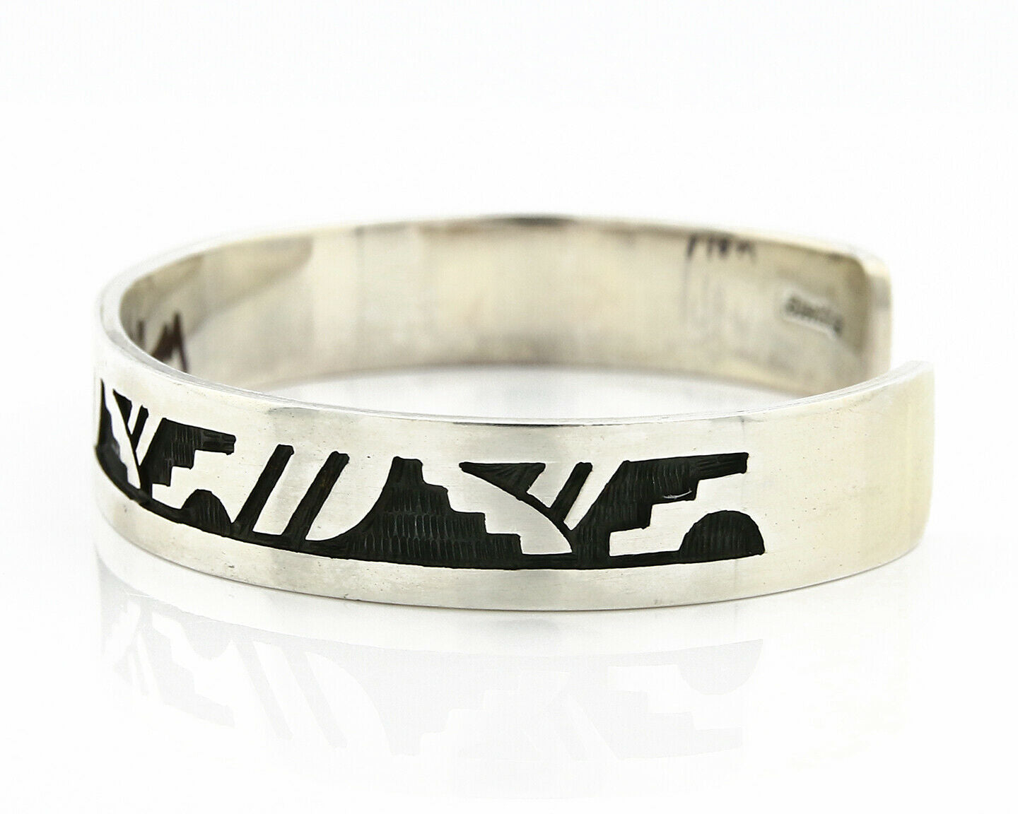 Navajo Bracelet .925 SOLID Silver Native American Artist Overlay Style C.90's