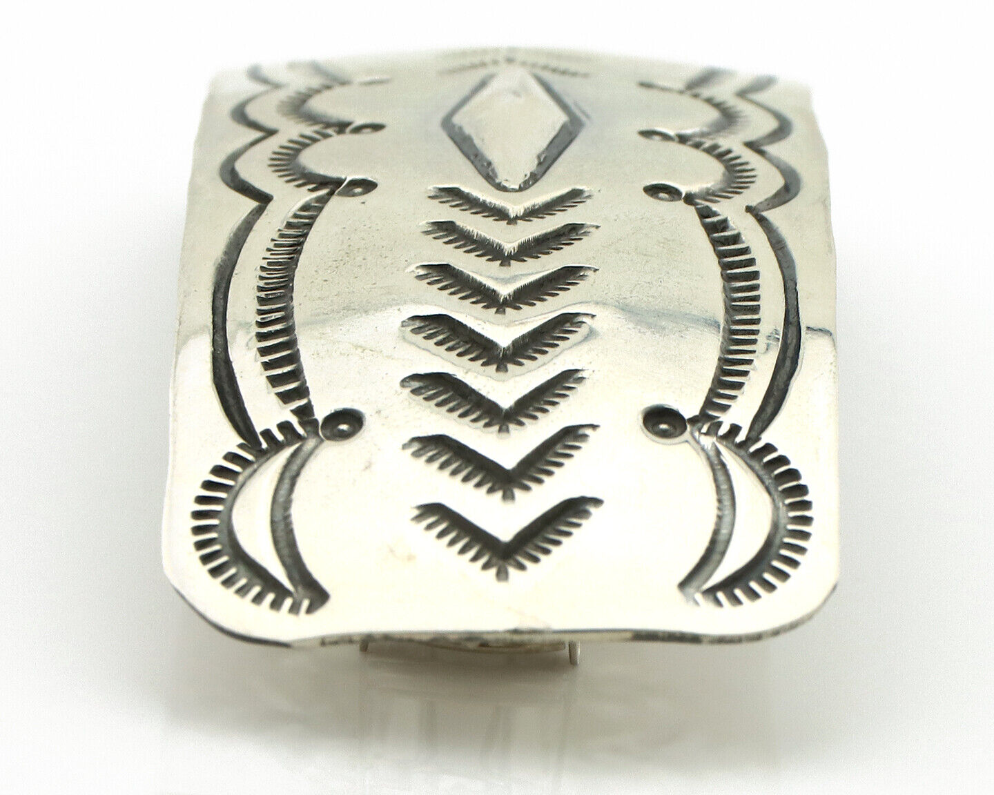 Navajo Hair Clip Barrette .925 Silver Hand Stamped Artist Signed Harold Tom C80s