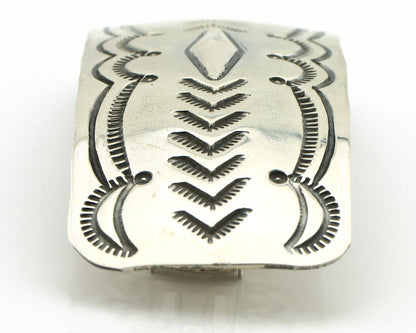 Navajo Hair Clip Barrette .925 Silver Hand Stamped Artist Signed Harold Tom C80s