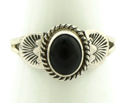 Navajo Ring 925 Silver Natural Mined Black Onyx Native American Artist C.80's