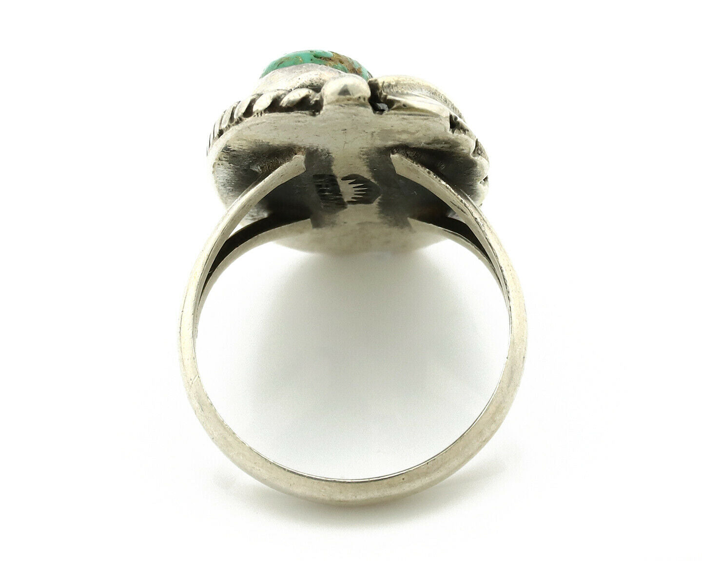 Navajo Ring .925 Silver Manassas Turquoise Signed Artist Apache C.80's