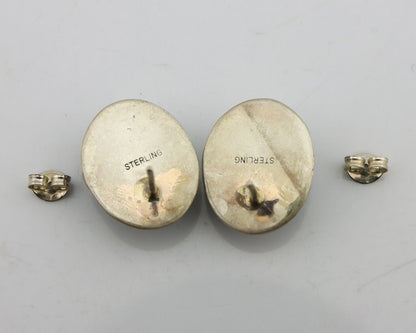 Navajo Earrings 925 Silver Natural Denim Lapis Native American Earrings C.80's
