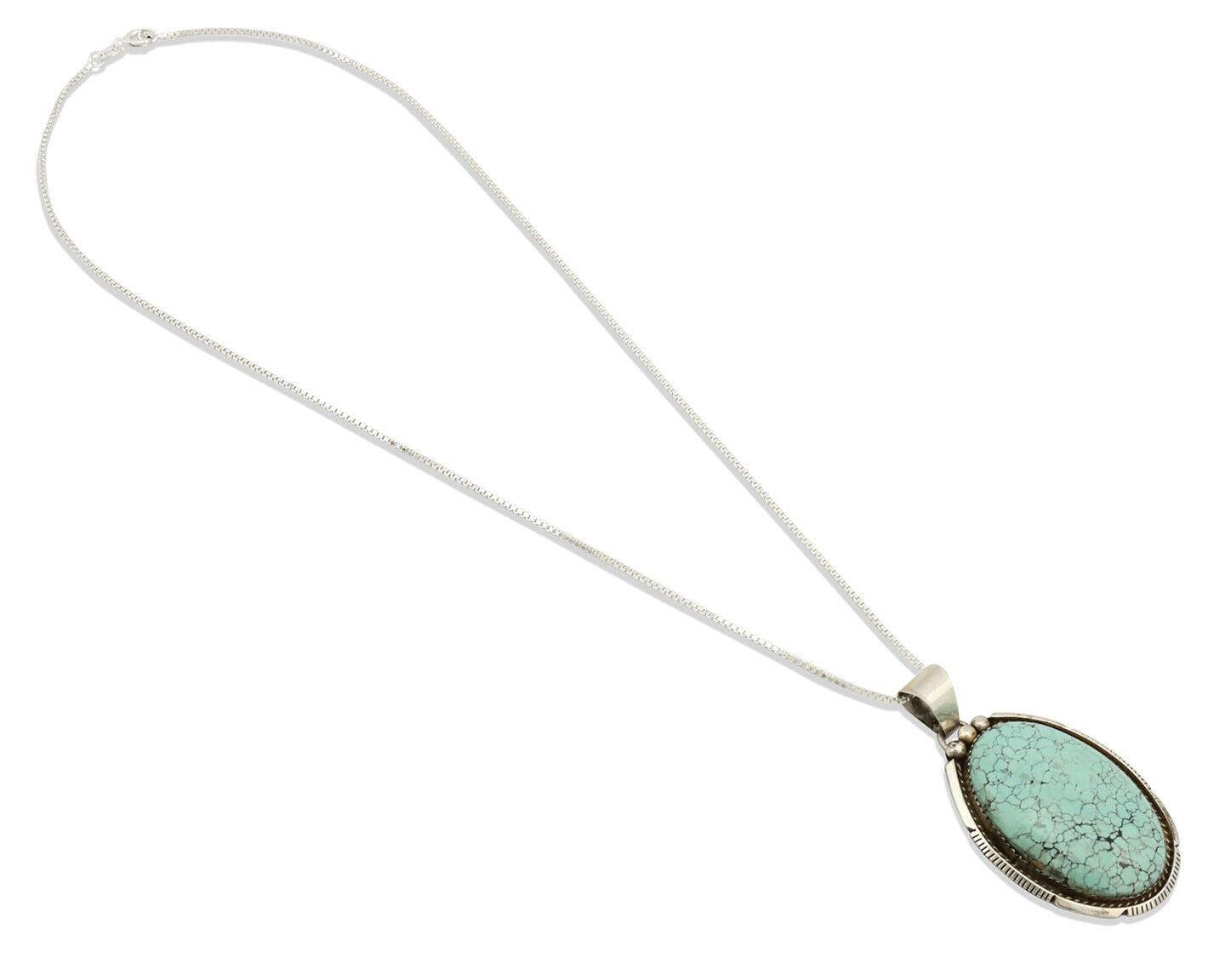 Navajo Necklace .925 Silver Spiderweb Turquoise Signed BB C.80's