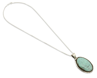 Navajo Necklace .925 Silver Spiderweb Turquoise Signed BB C.80's