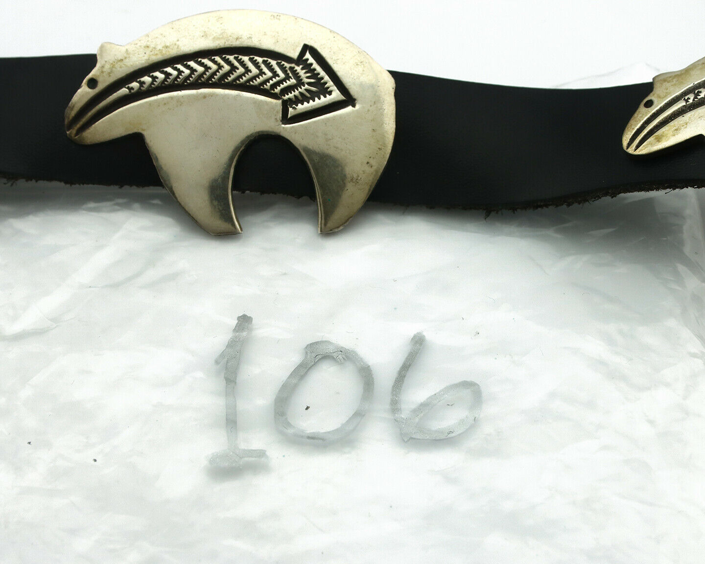 Navajo Concho Belt .925 Silver Arrow Bear Handmade Signed BK C.80's