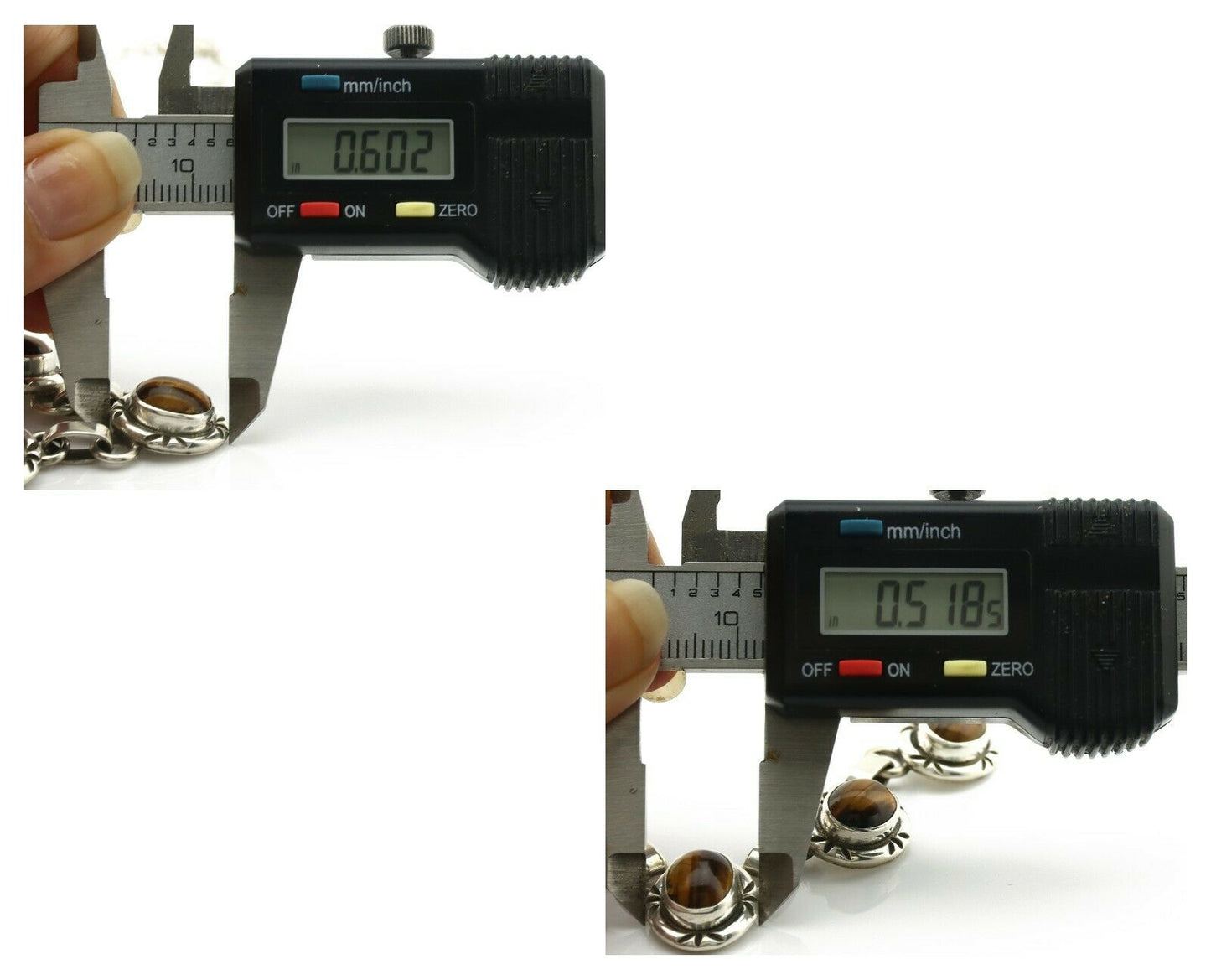 Navajo Necklace .925 Silver Tiger Eye Sapphire Native American Artist C.80's