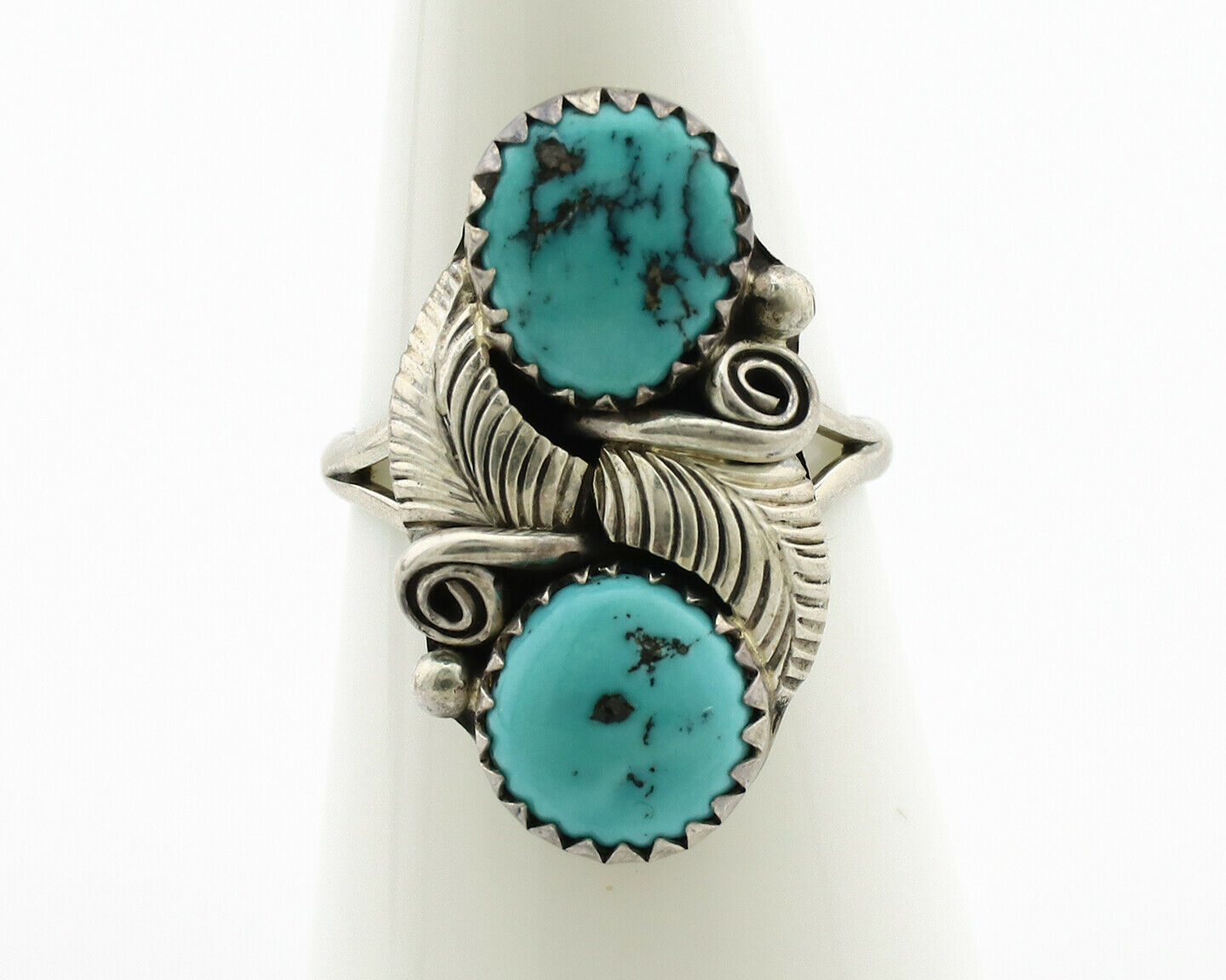 Navajo Ring .925 Silver Natural Blue Turquoise Native American Artist C.1980's