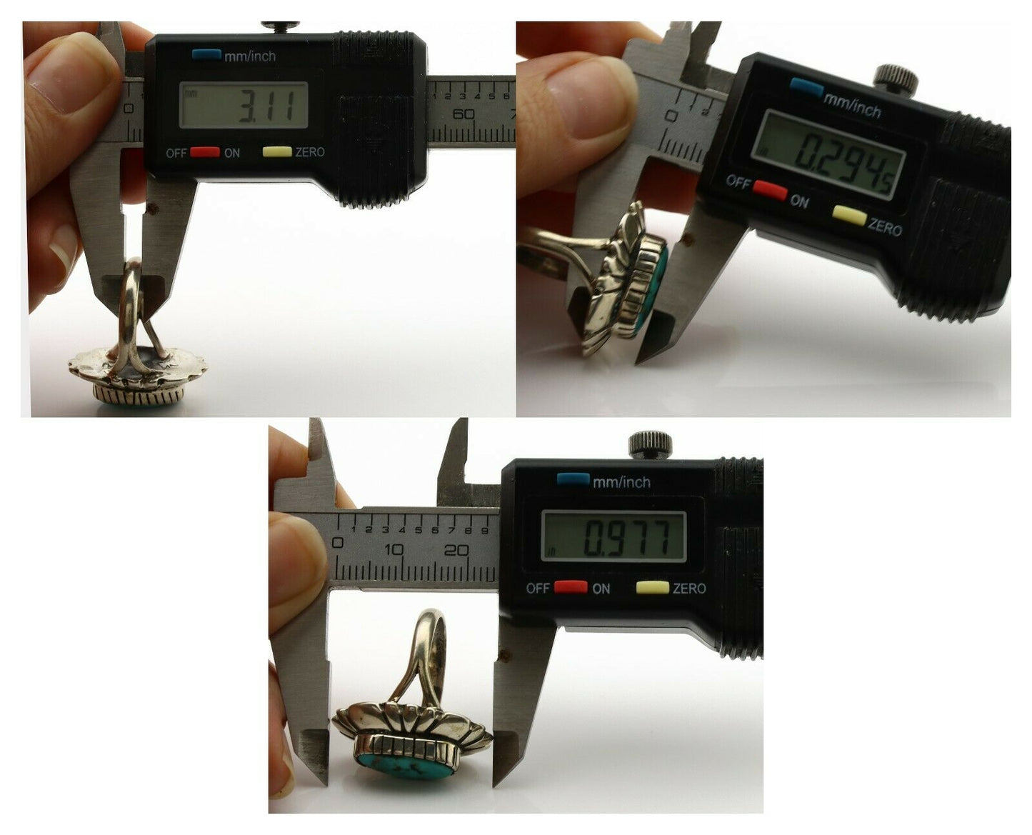 Navajo Ring .925 Silver Natural Mined Turquoise Artist Signed M Montoya C.80's