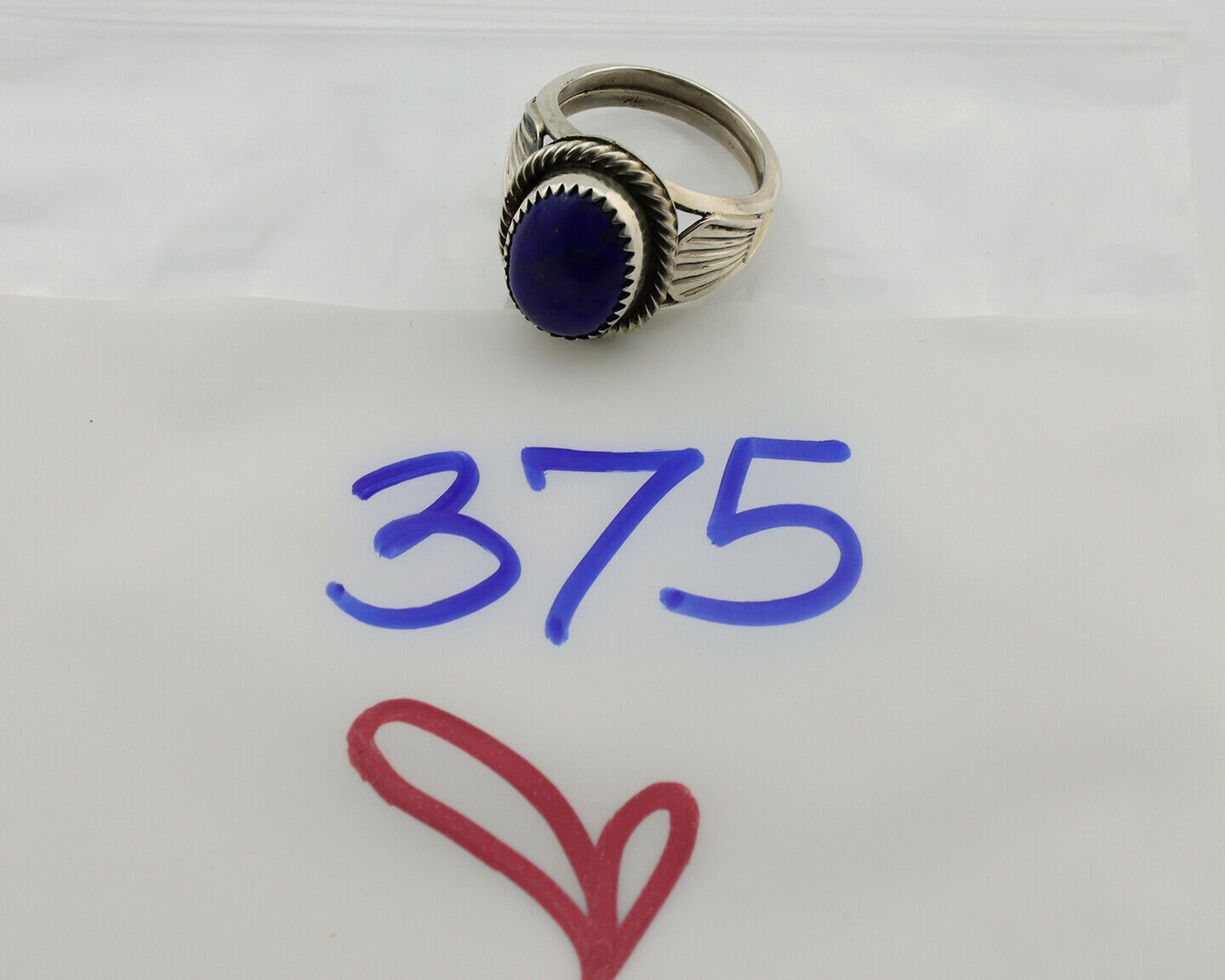Navajo Ring 925 Silver Natural Handmade Natural Lapis Native American Artist C80