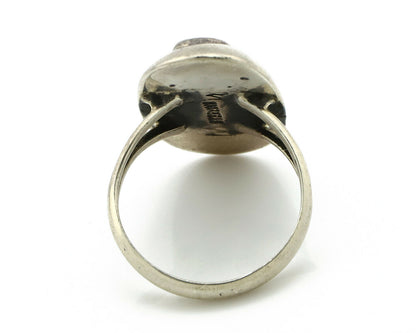 Navajo Shadow Box Ring .925 Silver Kingman Turquoise Signed M Montoya C80s