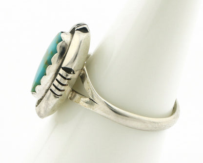 Navajo Ring .925 Silver Blue Gem Turquoise Handmade Native American Artist C80s