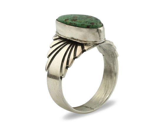 Navajo Ring .925 Silver Kingman Turquoise Artist Signed Apache C.80's