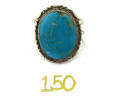 Navajo Bracelet .925 Silver Kingman Turquoise Native American Artist C.75's