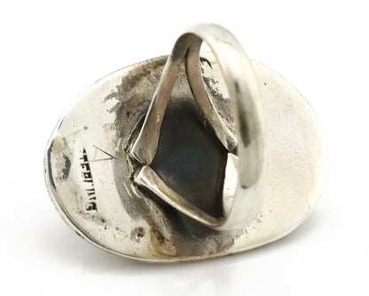 Navajo Ring .925 Silver Blue Gem Turquoise Native American Artist C.80's