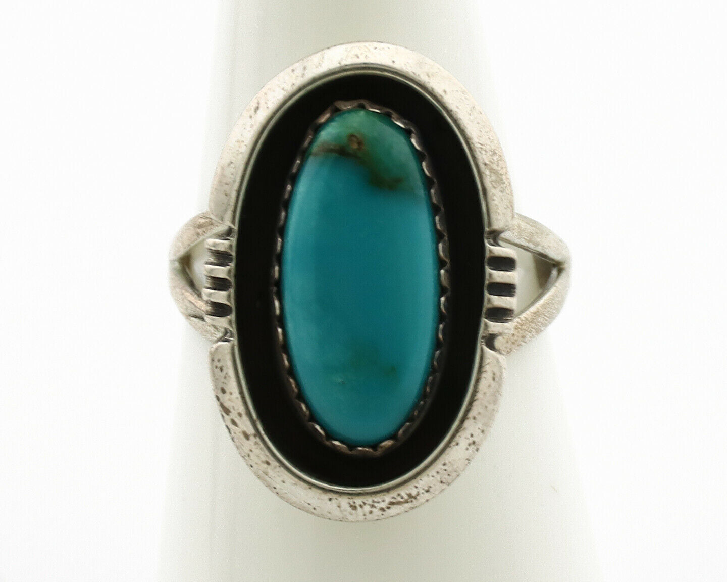 Navajo Ring .925 Silver Nevada Turquoise Native American Artist C.1980's