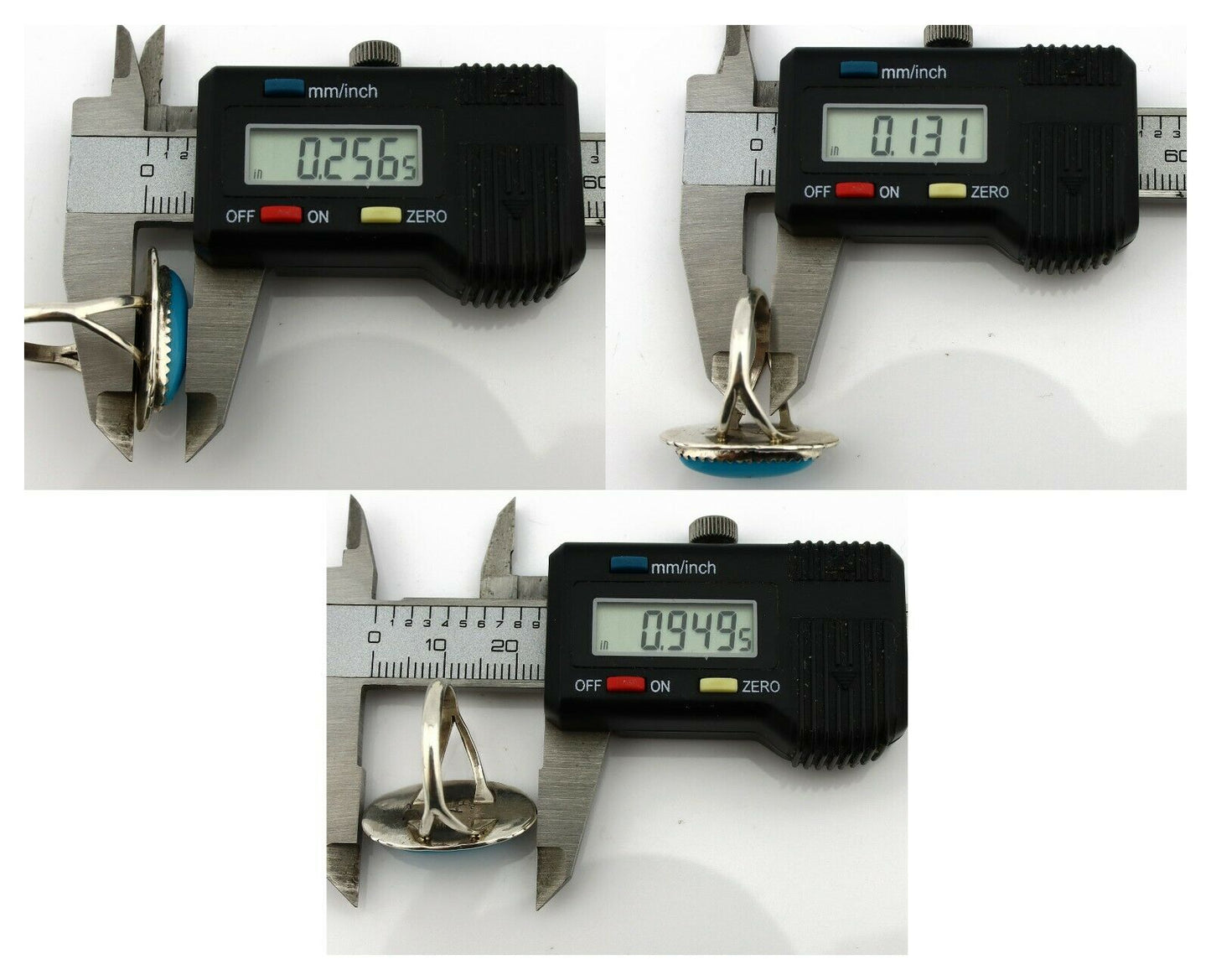 Navajo Ring .925 Silver Sleeping Beauty Turquoise Artist Signed Anna Begay C80s