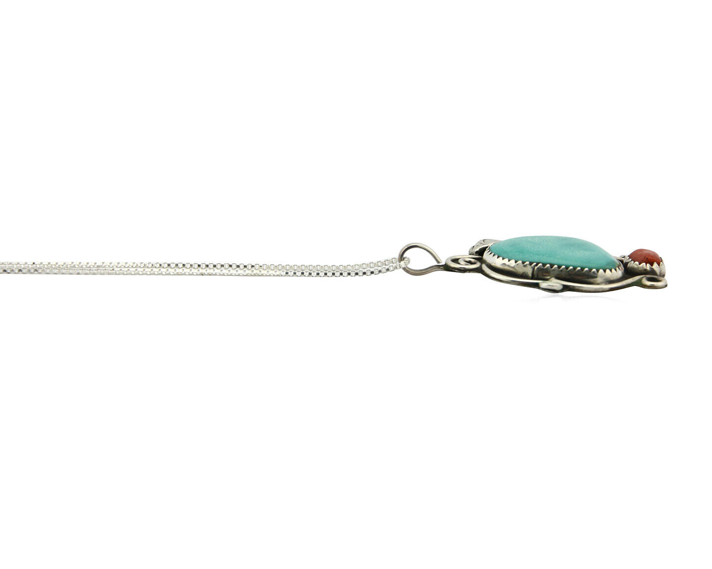 Navajo Necklace .925 Silver Morenci Turquoise Artist Native C.80's