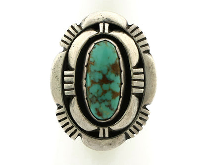 Navajo Ring .925 Silver Spiderweb Turquoise Artist Signed L. M. Nez C80s