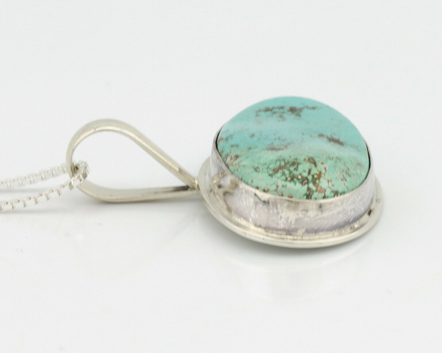 Navajo Pendant .925 Silver Fox Turquoise Artist Signed DZ C.80's