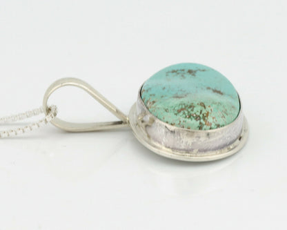Navajo Pendant .925 Silver Fox Turquoise Artist Signed DZ C.80's