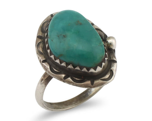Navajo Handmade Ring 925 Silver Gem Grade Turquoise Native Artist C.80's