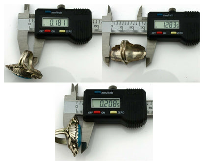 Navajo Ring .925 Silver Natural Blue Turquoise Artist Signed SC C.80's