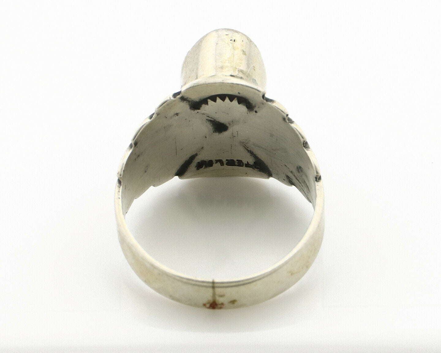 Navajo Ring .925 Silver Kingman Turquoise Artist Signed Apache C.80's