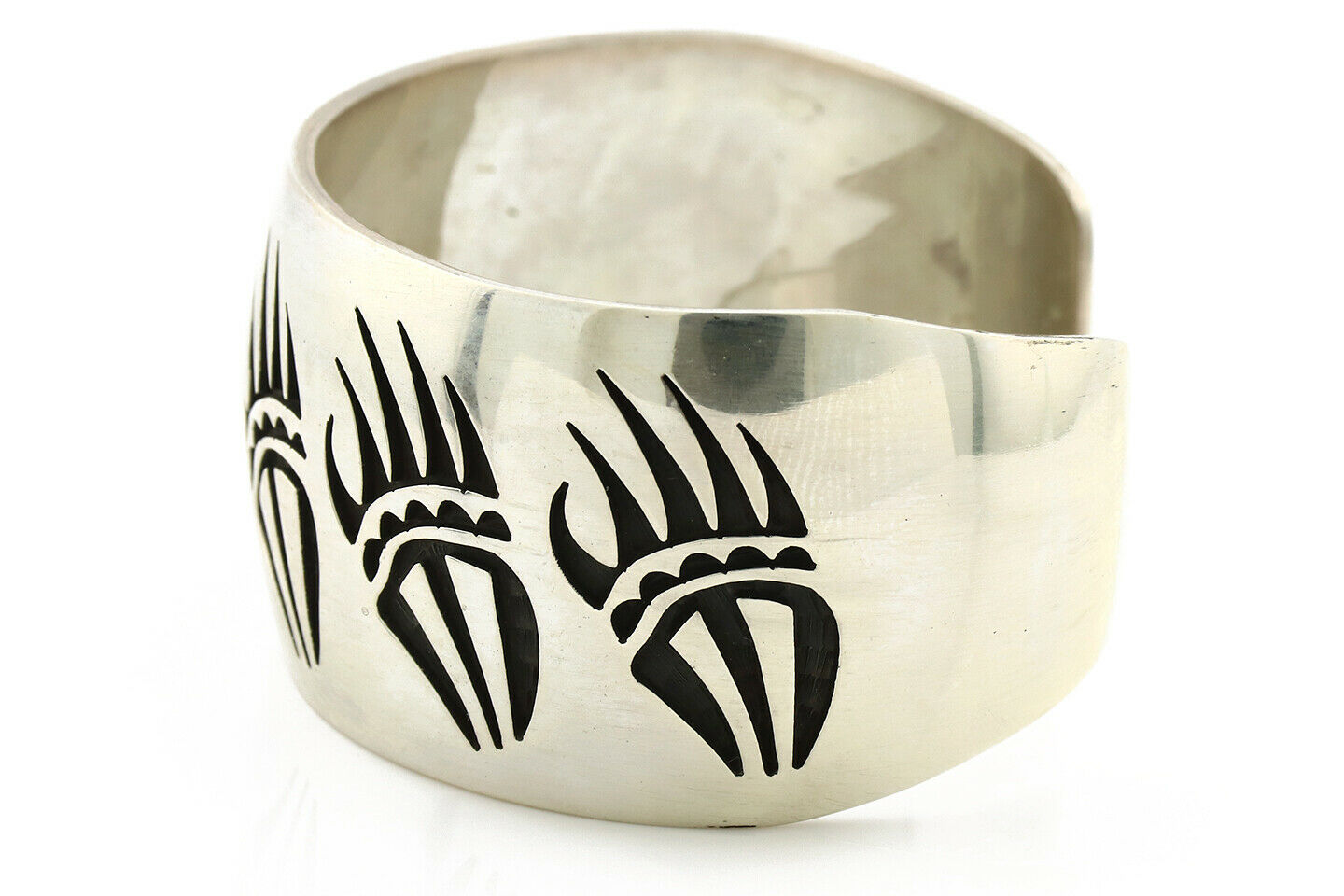 Navajo Bracelet .925 Silver Overlay Bagger Paw Signed Artist Floyd Namingha C90s