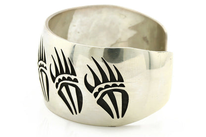 Navajo Bracelet .925 Silver Overlay Bagger Paw Signed Artist Floyd Namingha C90s