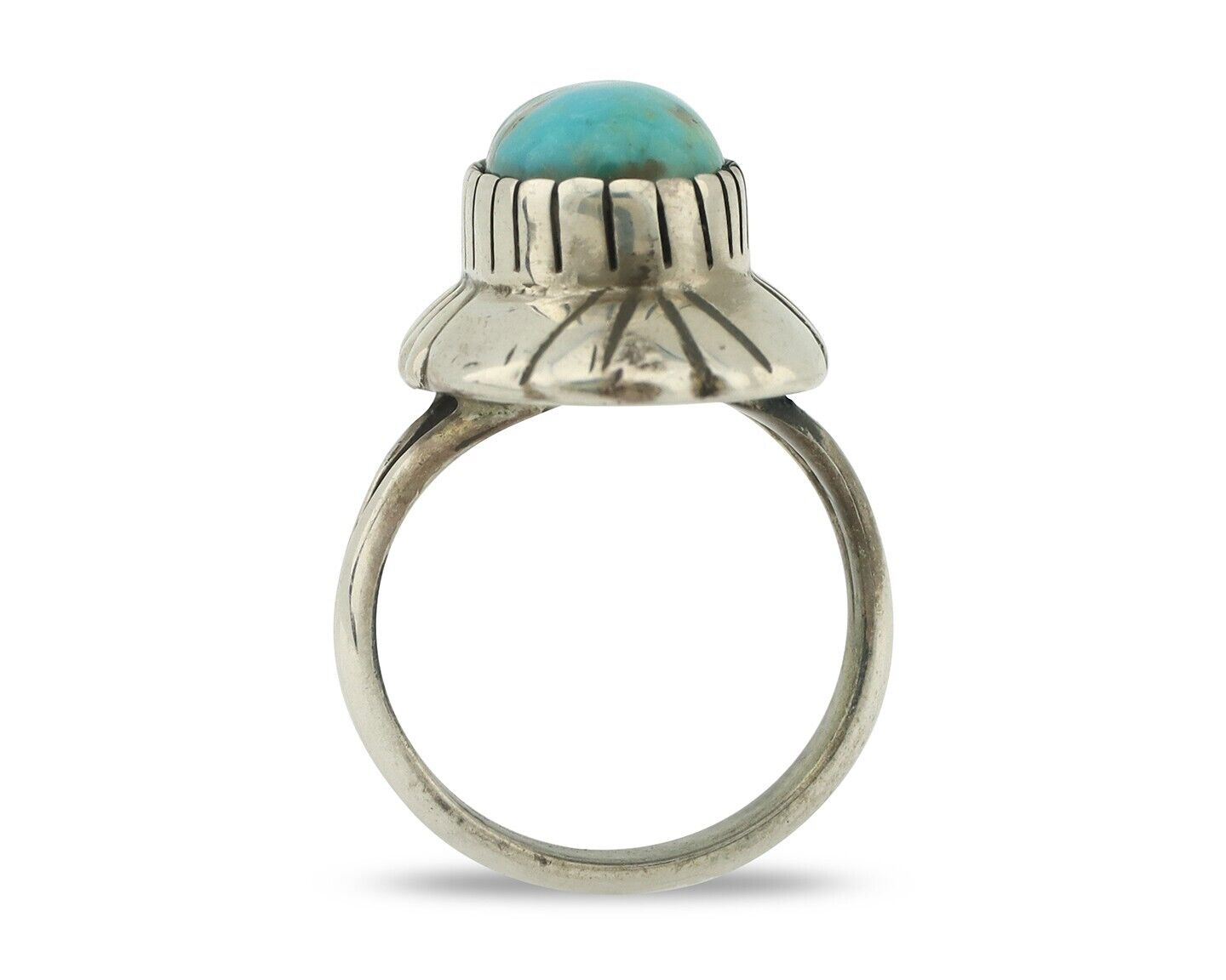 Navajo Ring 925 Silver Natural Blue Turquoise Artist Signed M Montoya C.80's