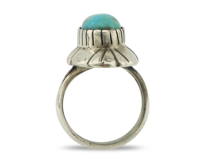 Navajo Ring 925 Silver Natural Blue Turquoise Artist Signed M Montoya C.80's