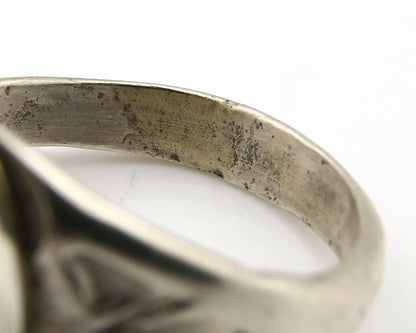 Zuni Ring .925 Silver Kingman Turquoise Hand Stamped Native American C.80's