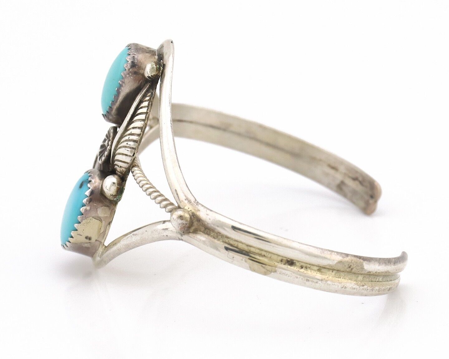 Navajo Bracelet 925 Silver Blue Turquoise Native American Artist Sgined Paul J