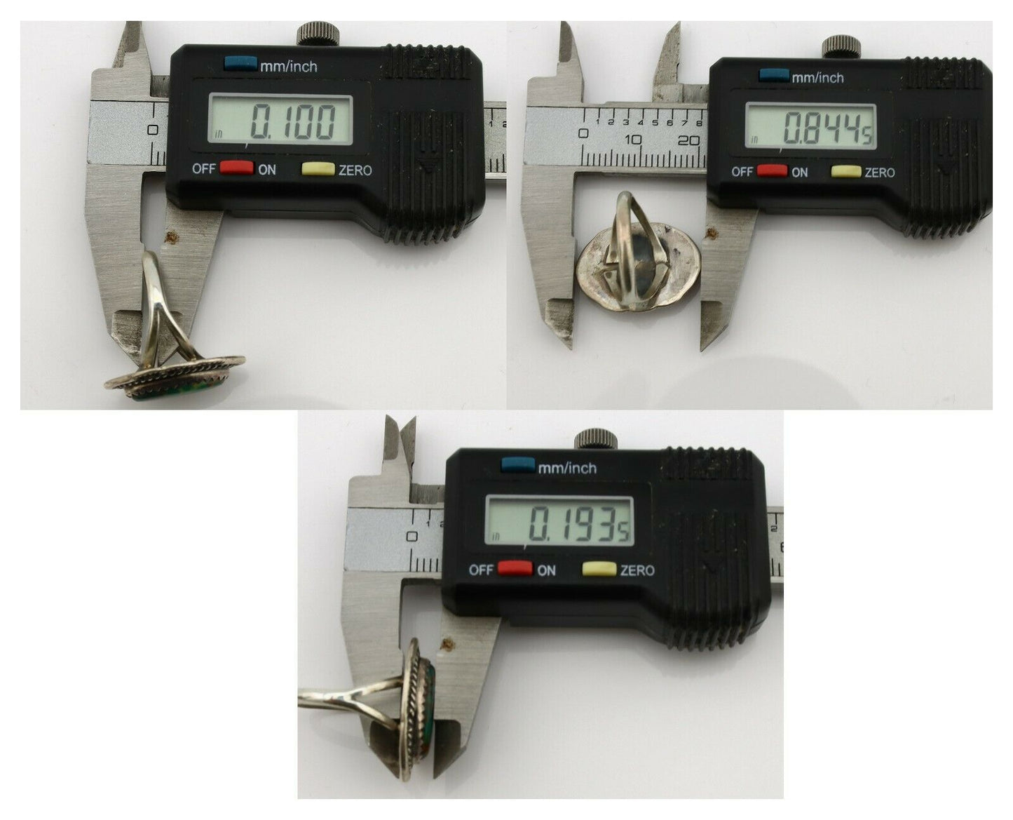 Navajo Ring .925 Silver Green Turquoise Native American Artist C.1980's